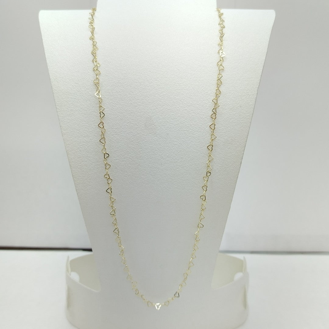 CADENAS TEJIDO CORAZONES ORO 10K 55 CM 2.7 GR (NUEVO)