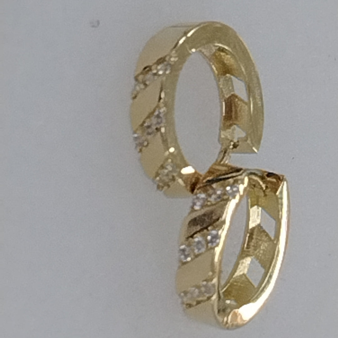 ARETES HUGGIES CON CIRCONIAS 14K 2.3 GR (NUEVO)