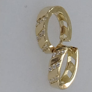 ARETES HUGGIES CON CIRCONIAS 14K 2.3 GR (NUEVO)