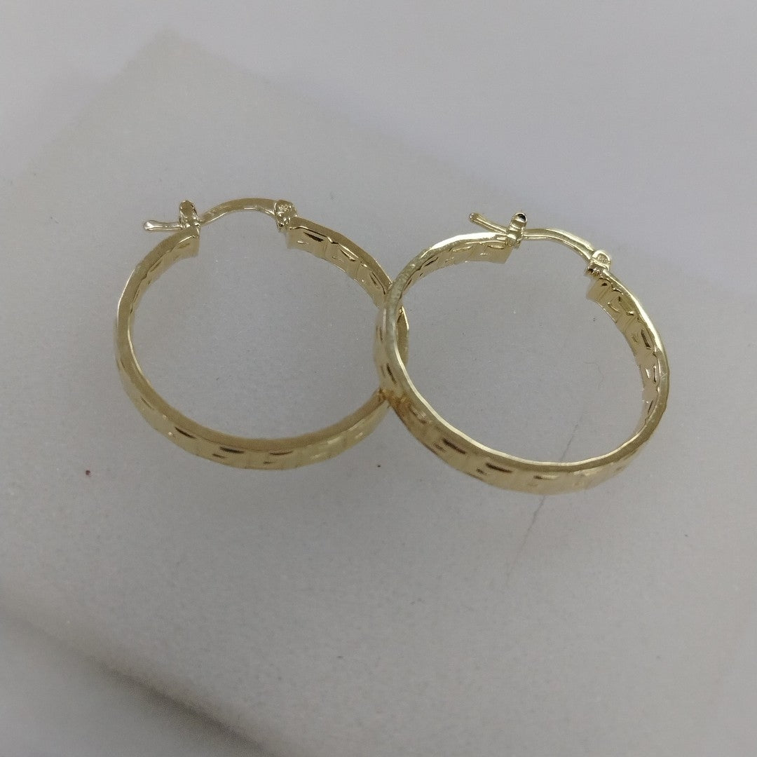ARETES TEJIDO ARRACADA CON GRECAS 14K 2.7 GR (NUEVO)