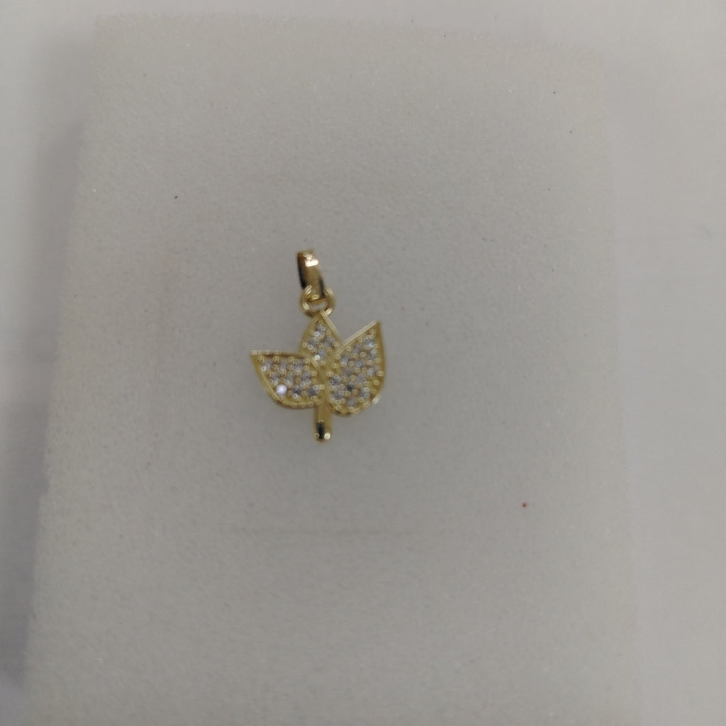 DIJE TEJIDO HOJAS CON CIRCONIAS 14K 1 GR (NUEVO)