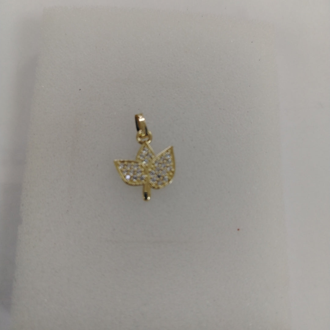 DIJE TEJIDO HOJAS CON CIRCONIAS 14K 1 GR (NUEVO)