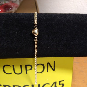 PULSERA ESPECIAL C CORAZON 14K 18 CM 2.7 GR (NUEVO)