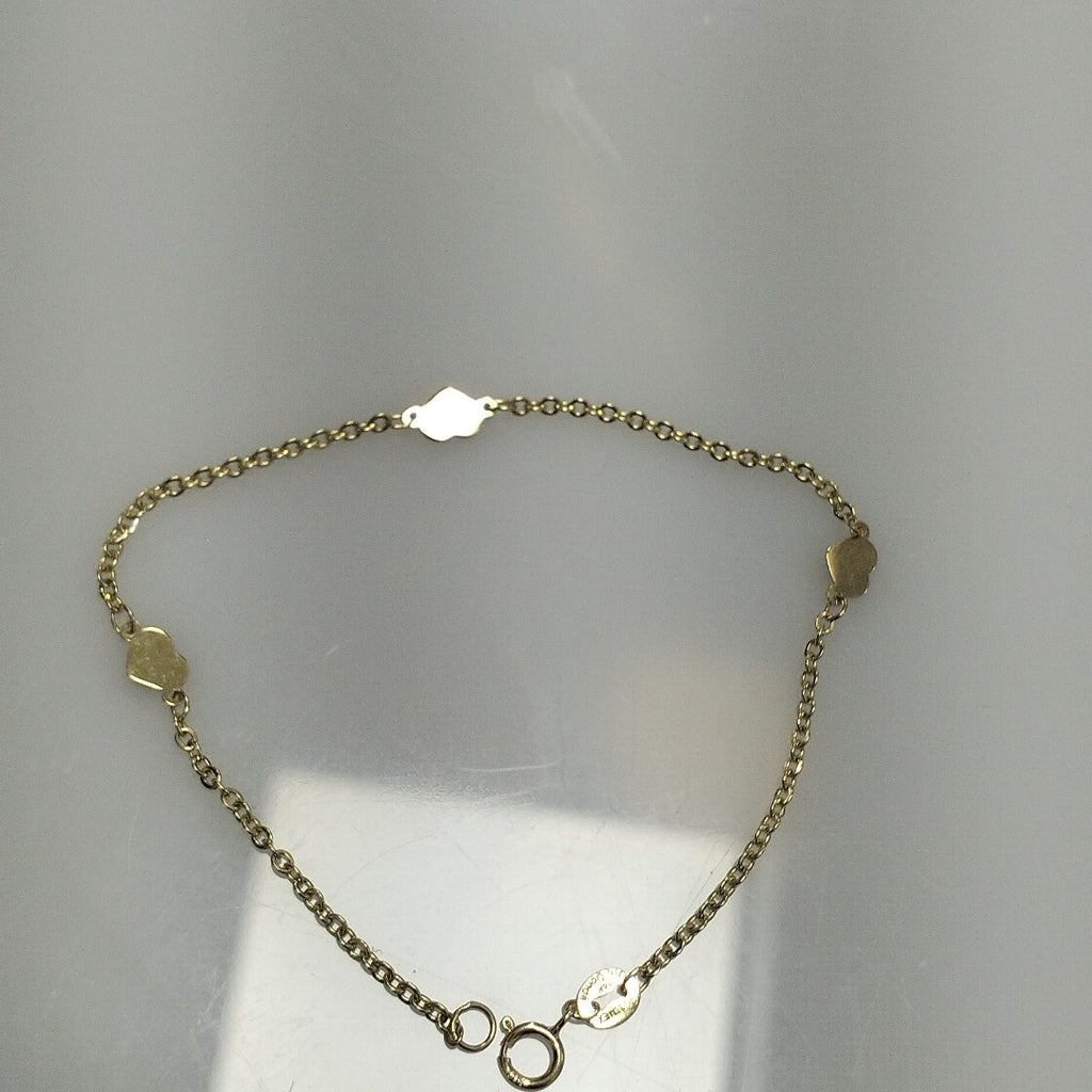 PULSERA TEJIDO ESPECIAL FIG CORAZONES 14K 18 CM 1.3 GR (NUEVO)