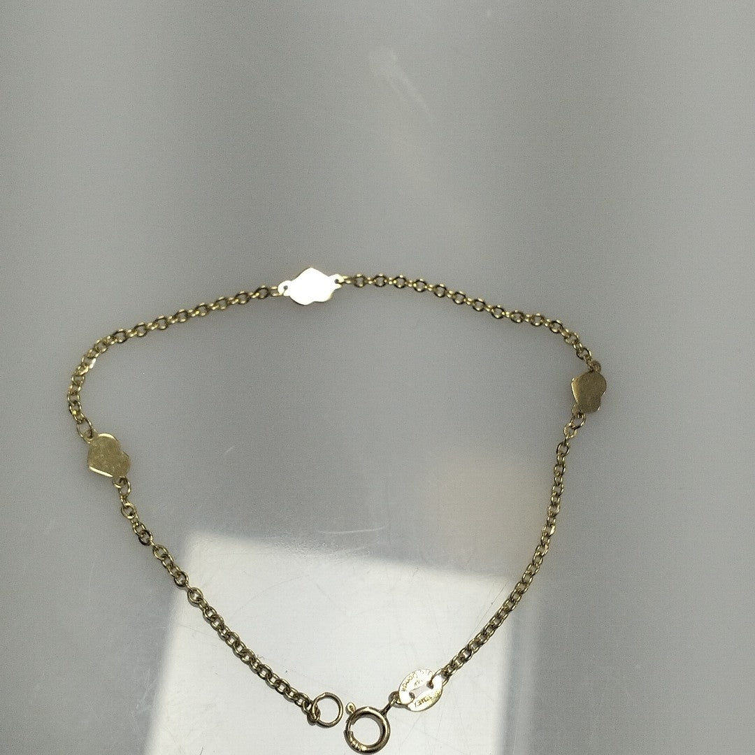 PULSERA TEJIDO ESPECIAL FIG CORAZONES 14K 18 CM 1.3 GR (NUEVO)