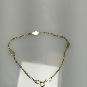 PULSERA TEJIDO ESPECIAL FIG CORAZONES 14K 18 CM 1.3 GR (NUEVO)