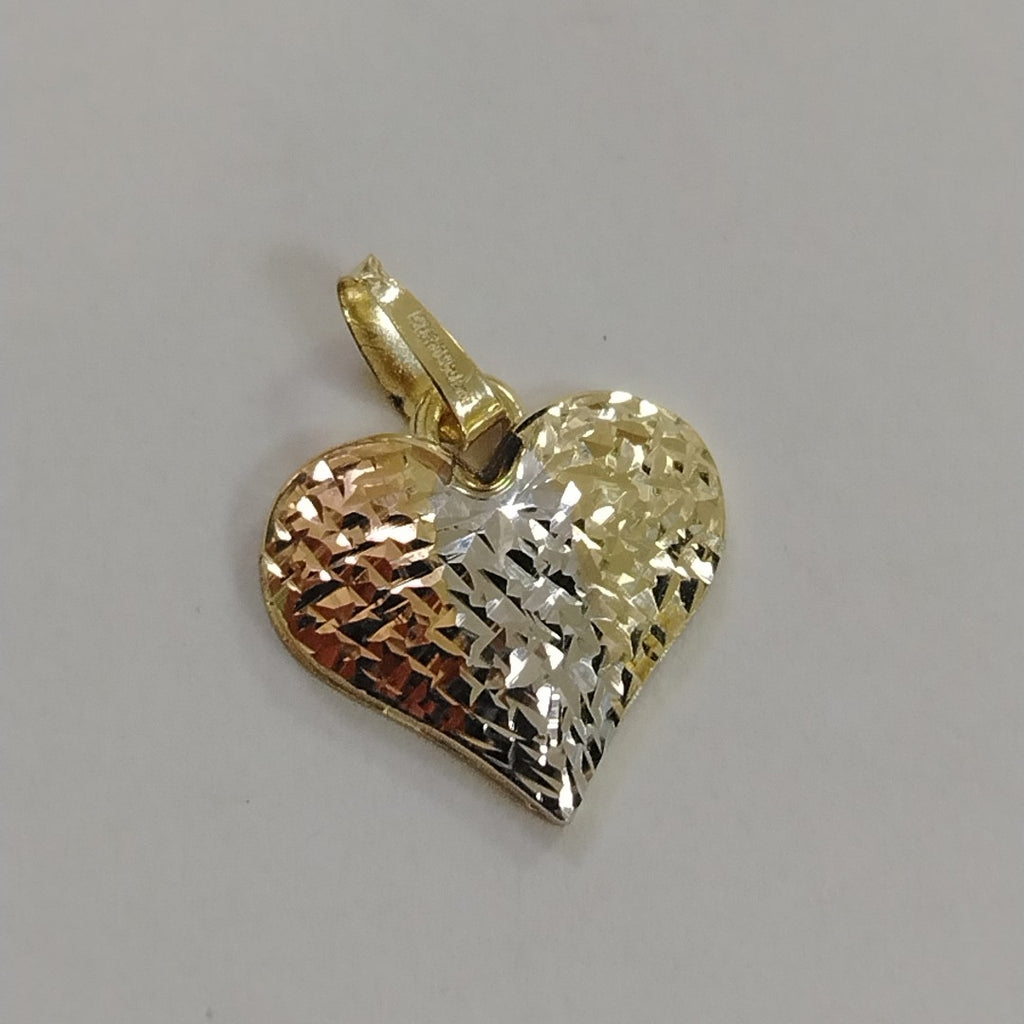 DIJE TEJIDO CORAZON LABRADO COMBINADO 14K 1.2 GR (NUEVO)