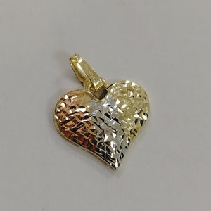 DIJE TEJIDO CORAZON LABRADO COMBINADO 14K 1.2 GR (NUEVO)