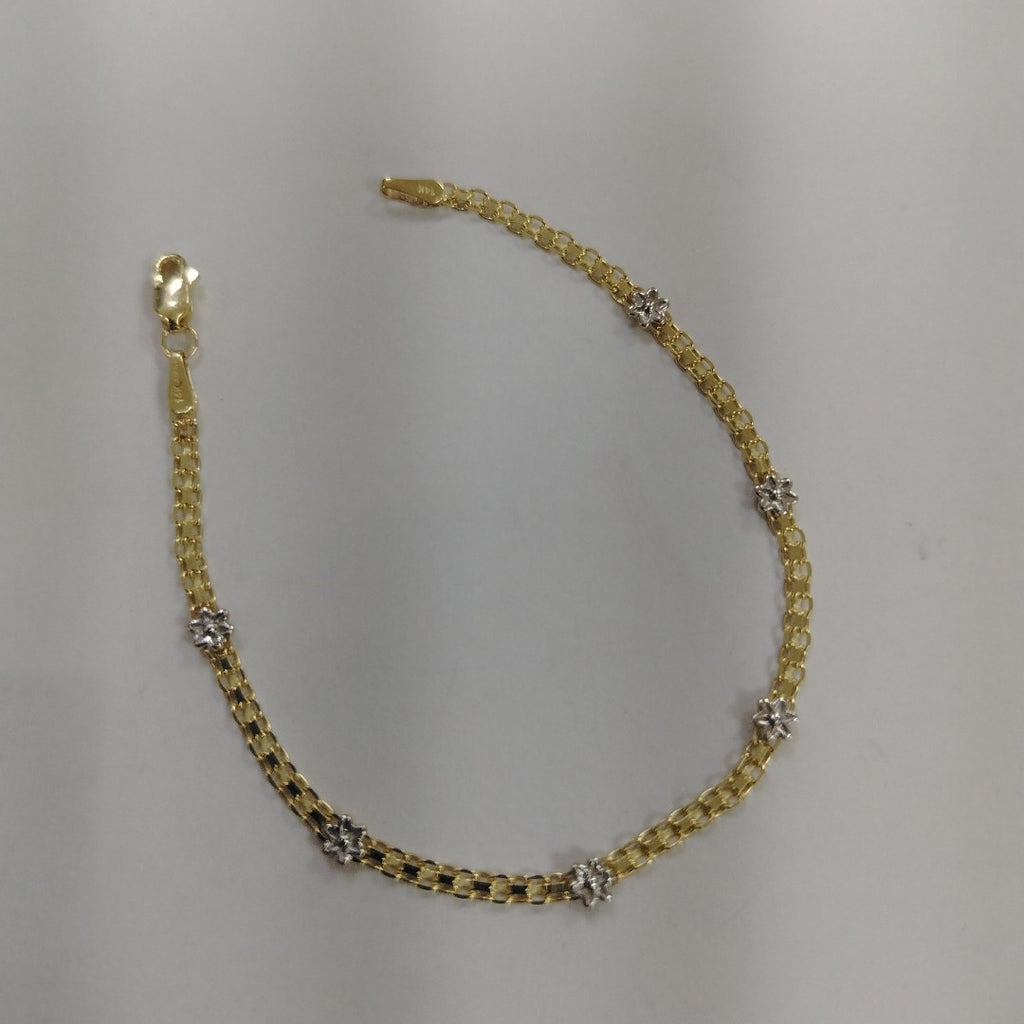 PULSERA ESPECIAL C FLORES 14K 18 CM 3 GR (NUEVO)