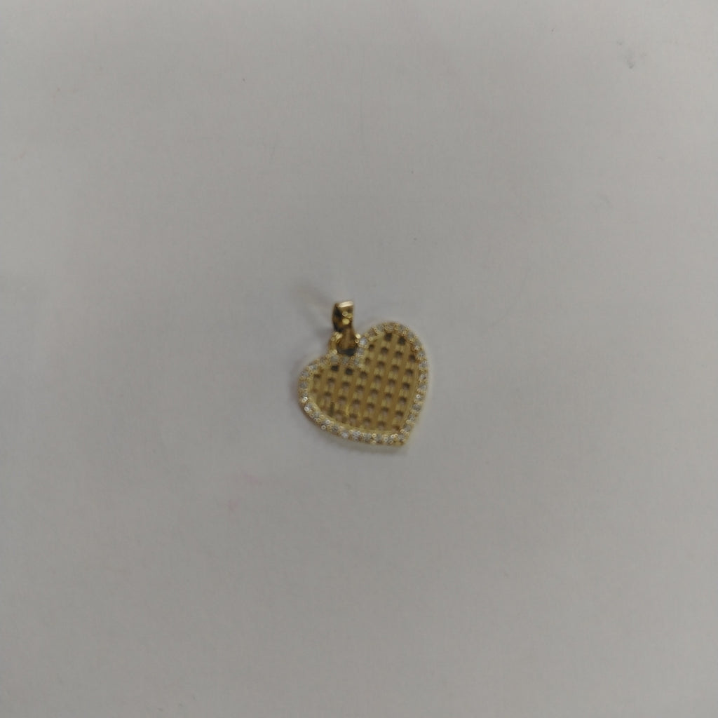 DIJE TEJIDO CORAZON CON CERCO DE CIRCONIAS 14K 1.1 GR (NUEVO)