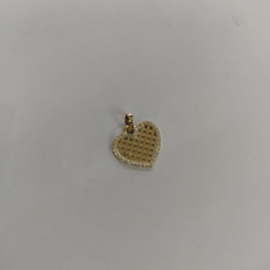 DIJE TEJIDO CORAZON CON CERCO DE CIRCONIAS 14K 1.1 GR (NUEVO)