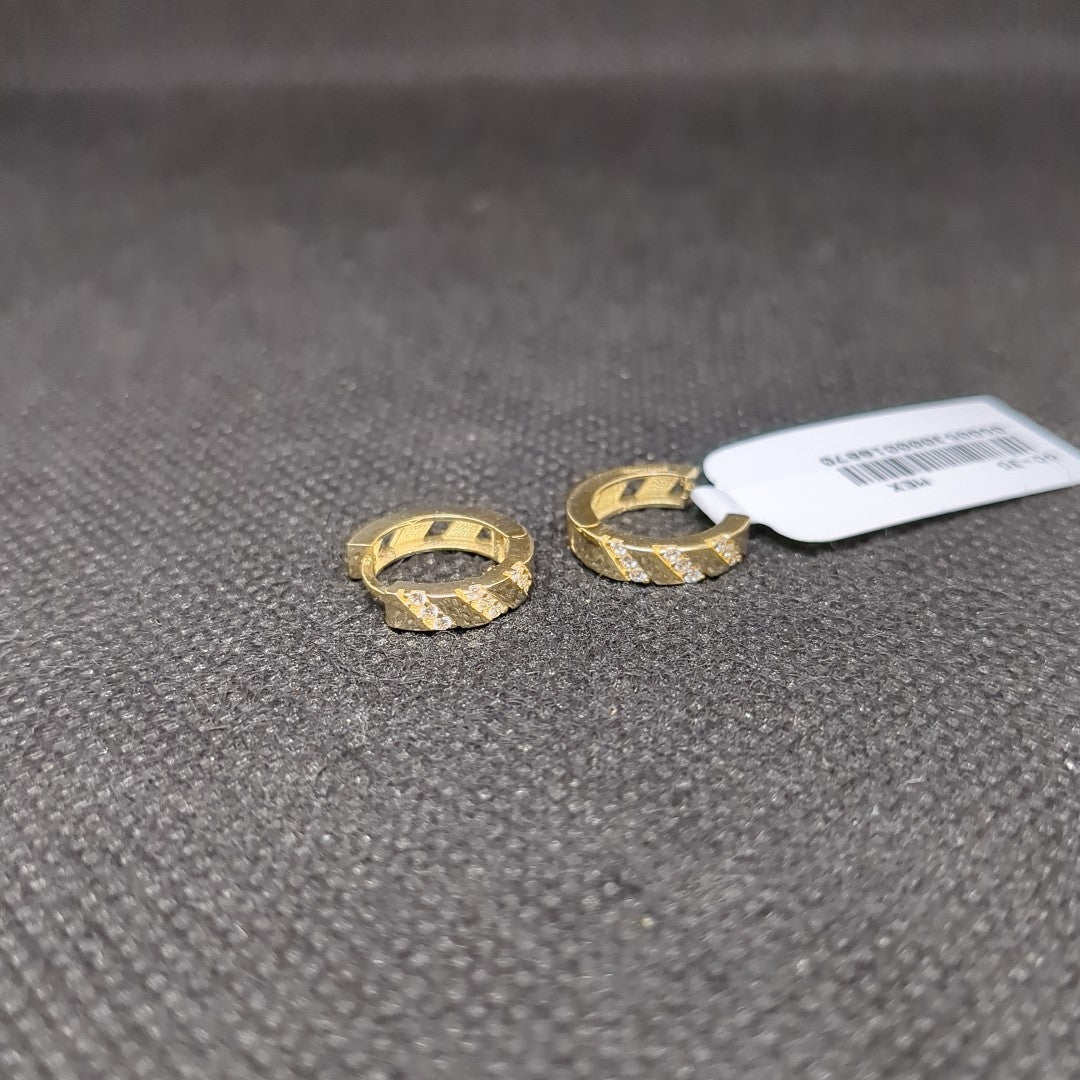 ARETES HUGGIES CON CIRCONIAS 14K 2.3 GR (NUEVO)