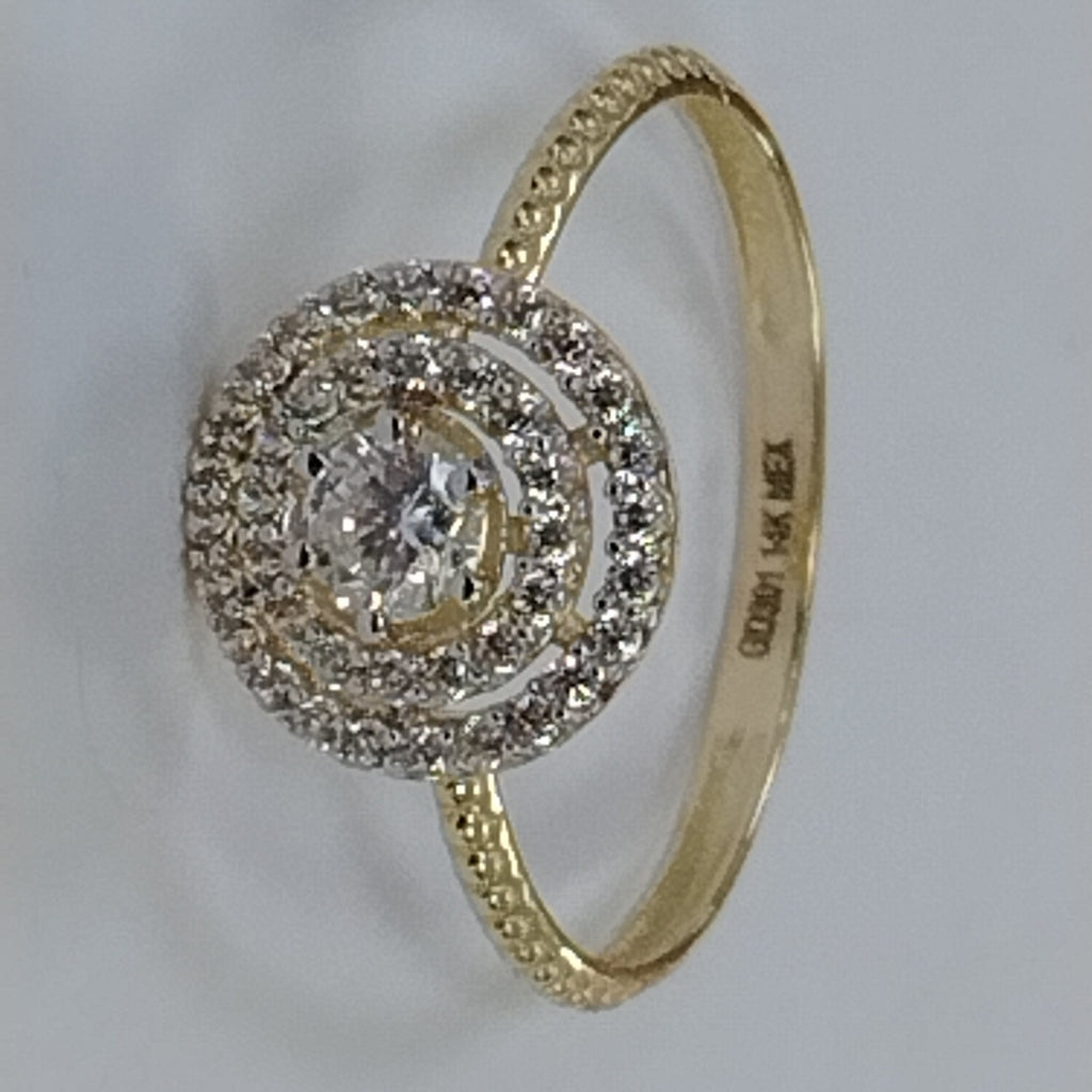 ANILLO ANILLITO C CIRCONIAS 14K 8.5 TALLA 1.9 GR (NUEVO)