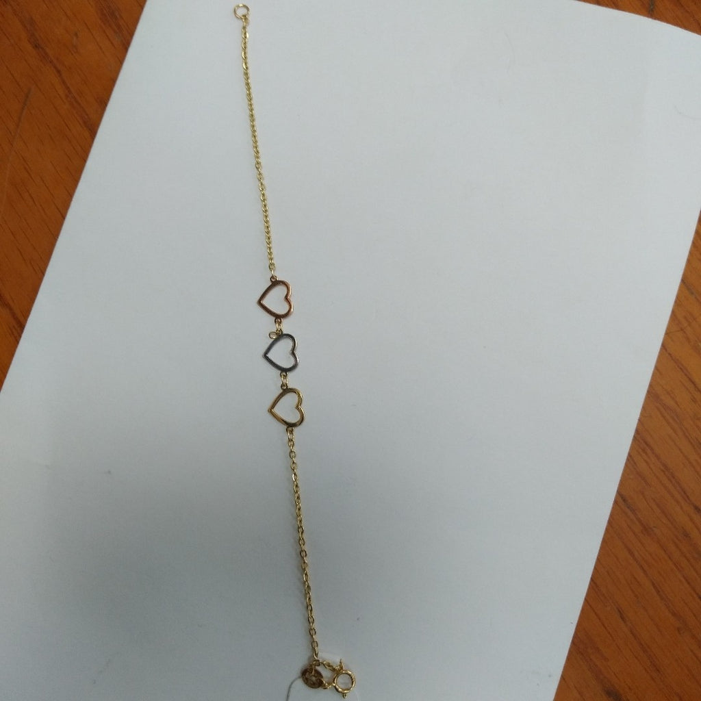 PULSERA ESPECIAL CON CORAZONES 14K 18 CM 1.3 GR (NUEVO)