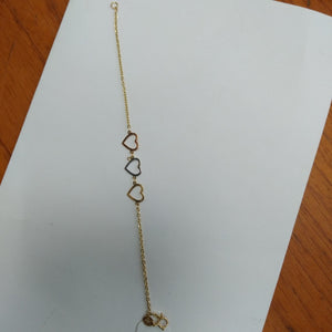 PULSERA ESPECIAL CON CORAZONES 14K 18 CM 1.3 GR (NUEVO)