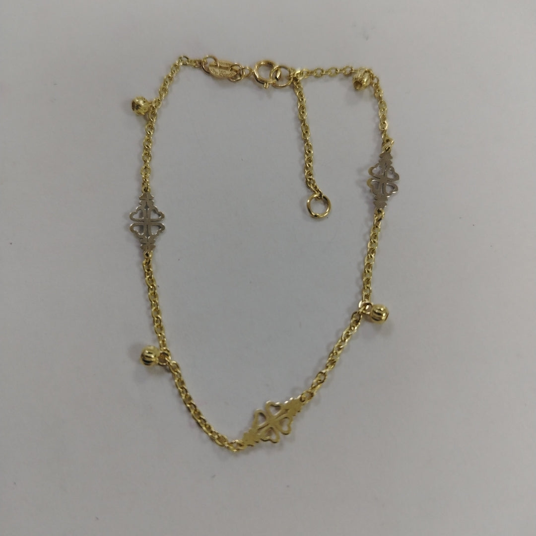 PULSERA ESPECIAL CON TREBOL 14K 18 CM 1.8 GR (NUEVO)
