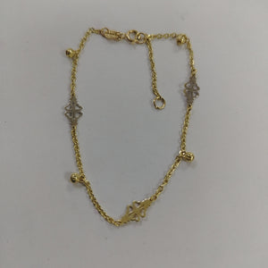 PULSERA ESPECIAL CON TREBOL 14K 18 CM 1.8 GR (NUEVO)