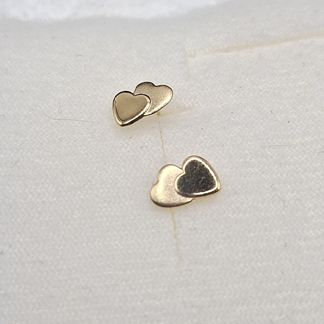 BROQUELES BROQUEL CORAZON DOBLE 14K 0.2171 GR (NUEVO)