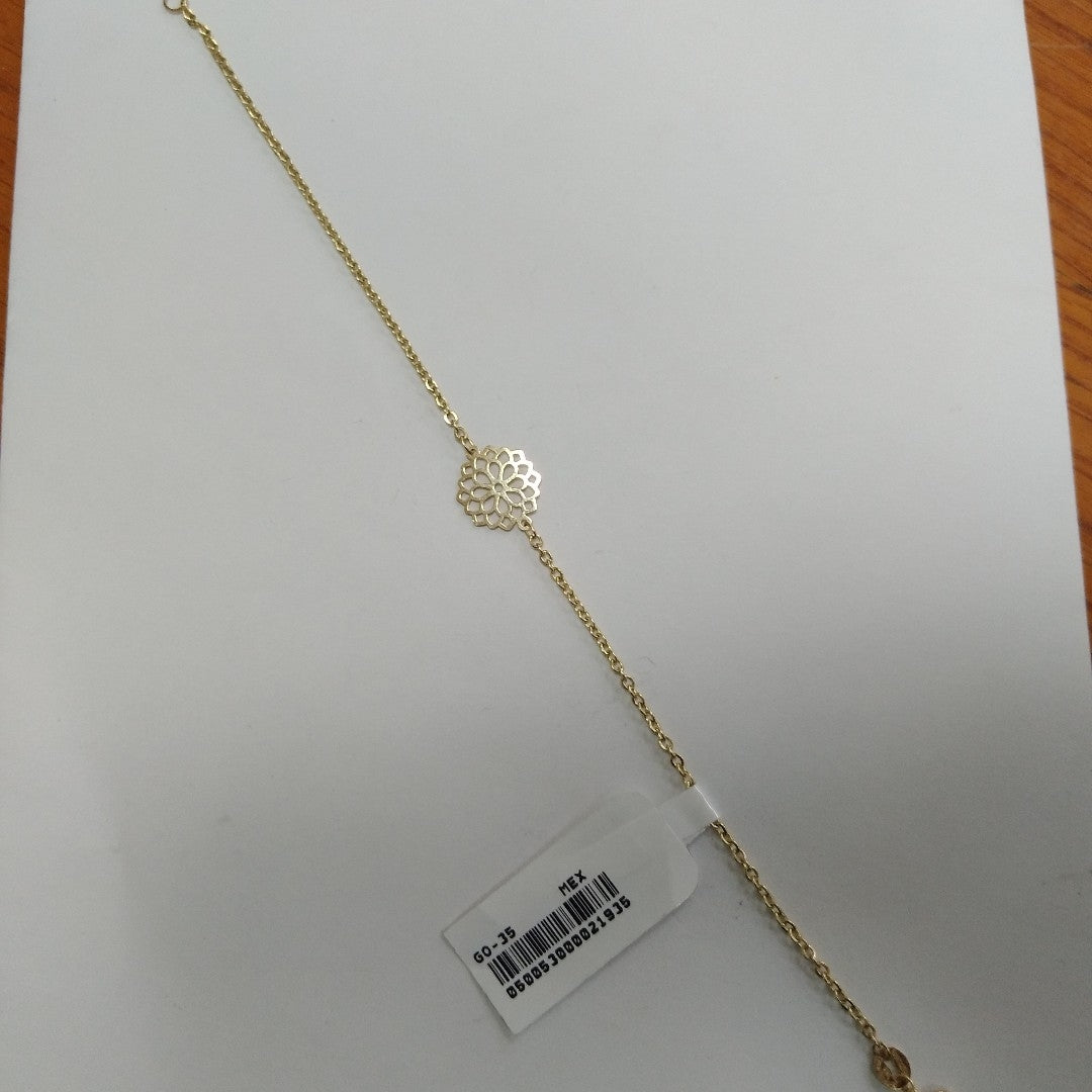 PULSERA TEJIDO ESPECIAL CON MANDALA 14K 18 CM 1.3 GR (NUEVO)