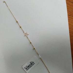 PULSERA ESPECIAL CON ESTRELLA Y CIRCONIAS 14K 18 CM 1.5 GR (NUEVO)