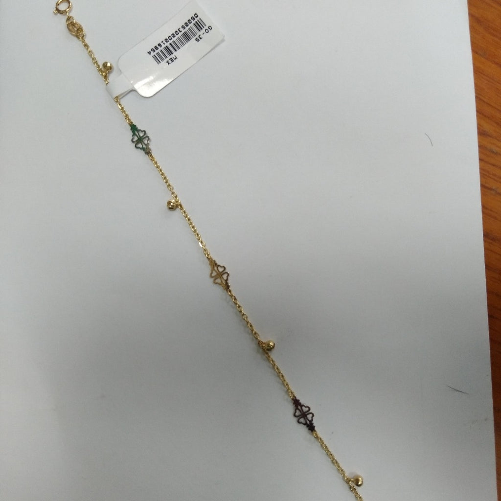 PULSERA ESPECIAL CON TREBOL 14K 18 CM 1.8 GR (NUEVO)