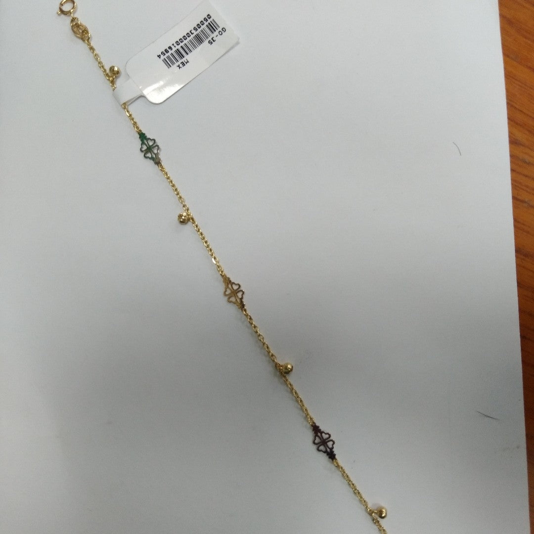 PULSERA ESPECIAL CON TREBOL 14K 18 CM 1.8 GR (NUEVO)