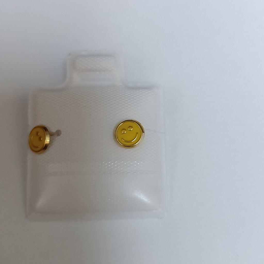 BROQUELES BROQUEL FIG SONRISA ESMALTE AMARILLO 14K 0.2074 GR (NUEVO)