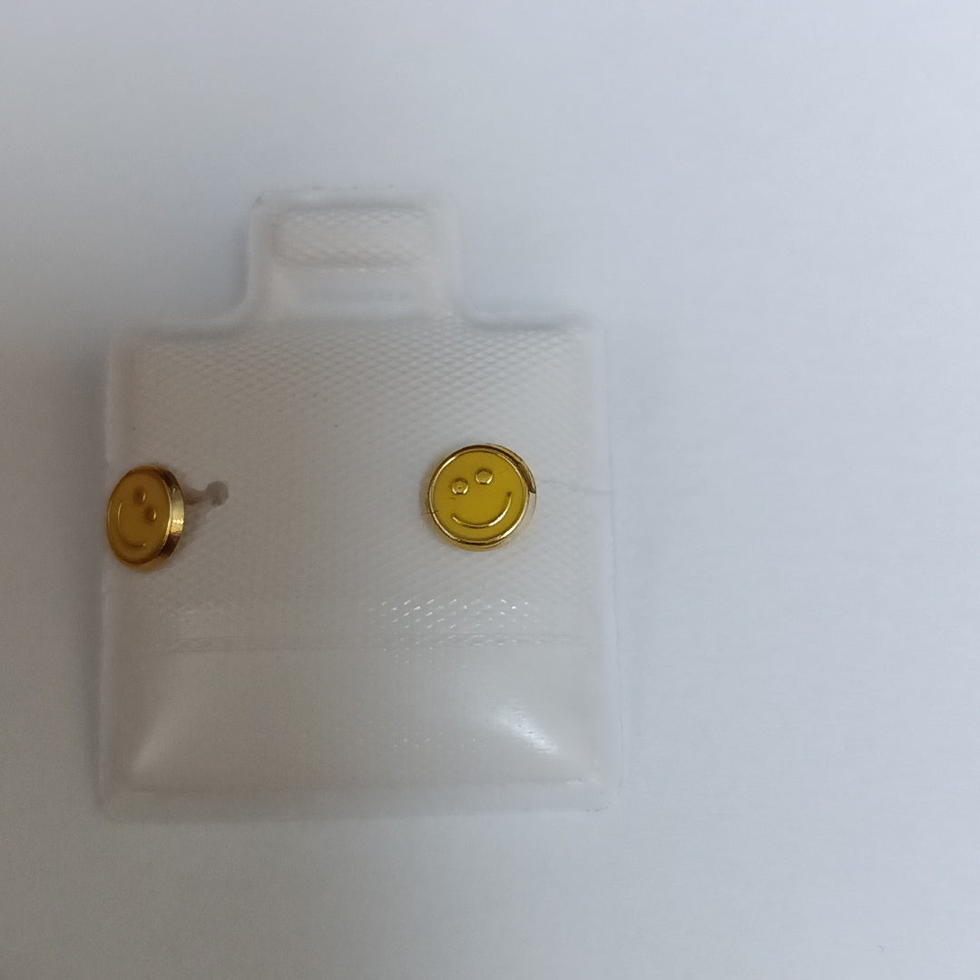 BROQUELES BROQUEL FIG SONRISA ESMALTE AMARILLO 14K 0.2074 GR (NUEVO)