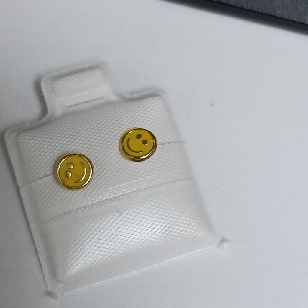BROQUELES BROQUEL FIG SONRISA ESMALTE AMARILLO 14K 0.2074 GR (NUEVO)
