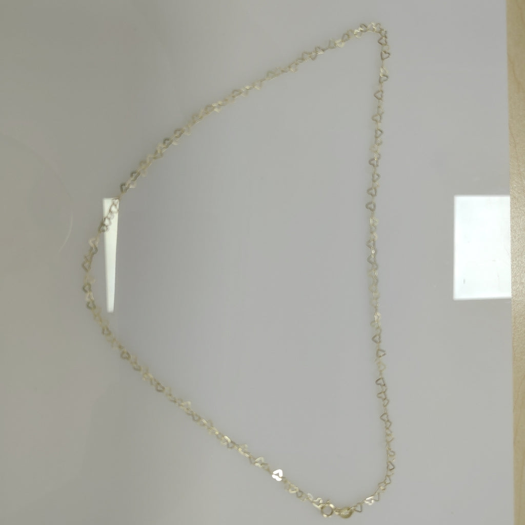 CADENAS TEJIDO CORAZONES ORO 10K 50 CM 2.4 GR (NUEVO)