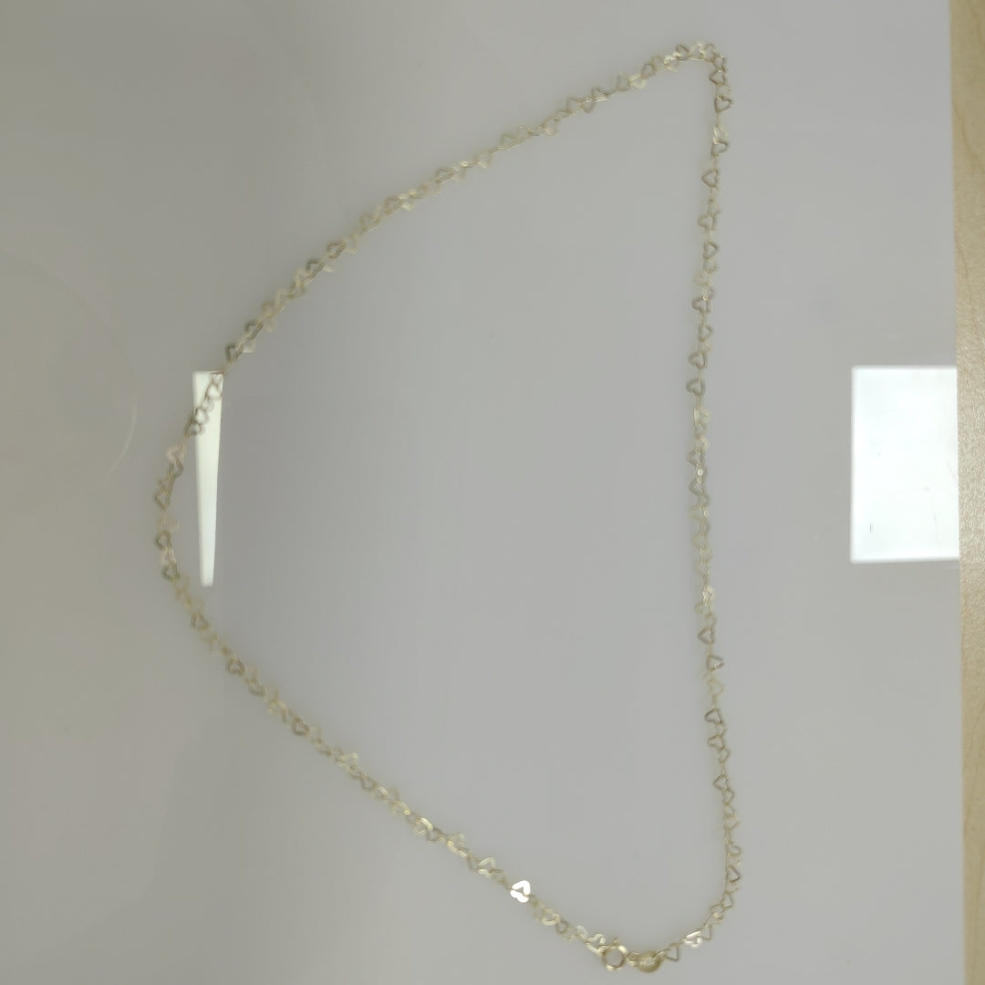 CADENAS TEJIDO CORAZONES ORO 10K 50 CM 2.4 GR (NUEVO)