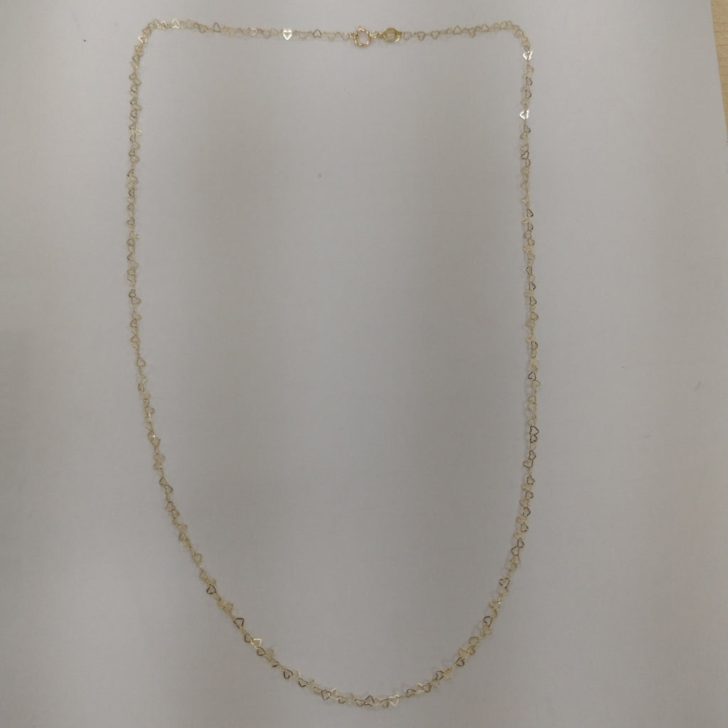 CADENAS TEJIDO CORAZONES ORO 10K 55 CM 1.6 GR (NUEVO)
