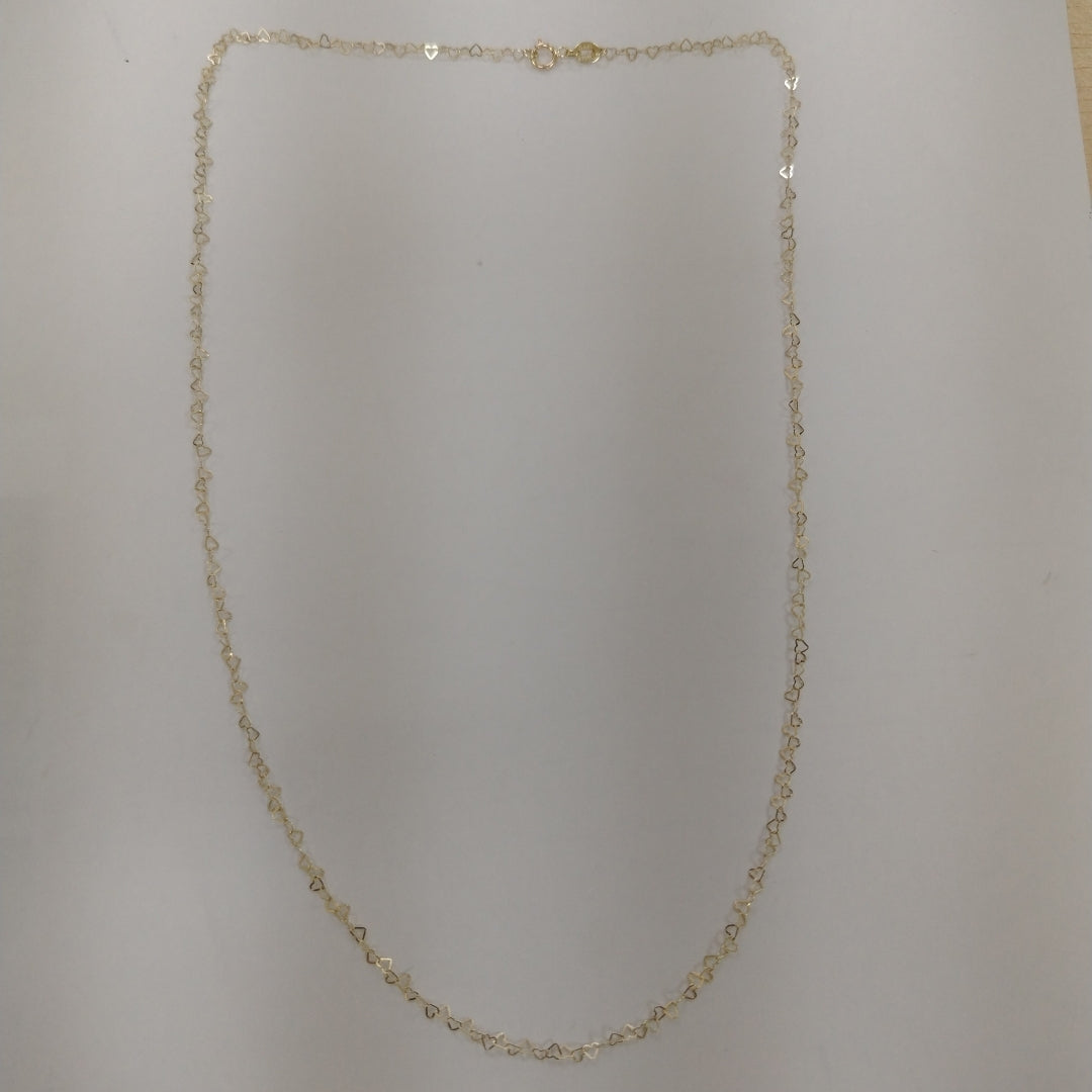CADENAS TEJIDO CORAZONES ORO 10K 55 CM 1.6 GR (NUEVO)