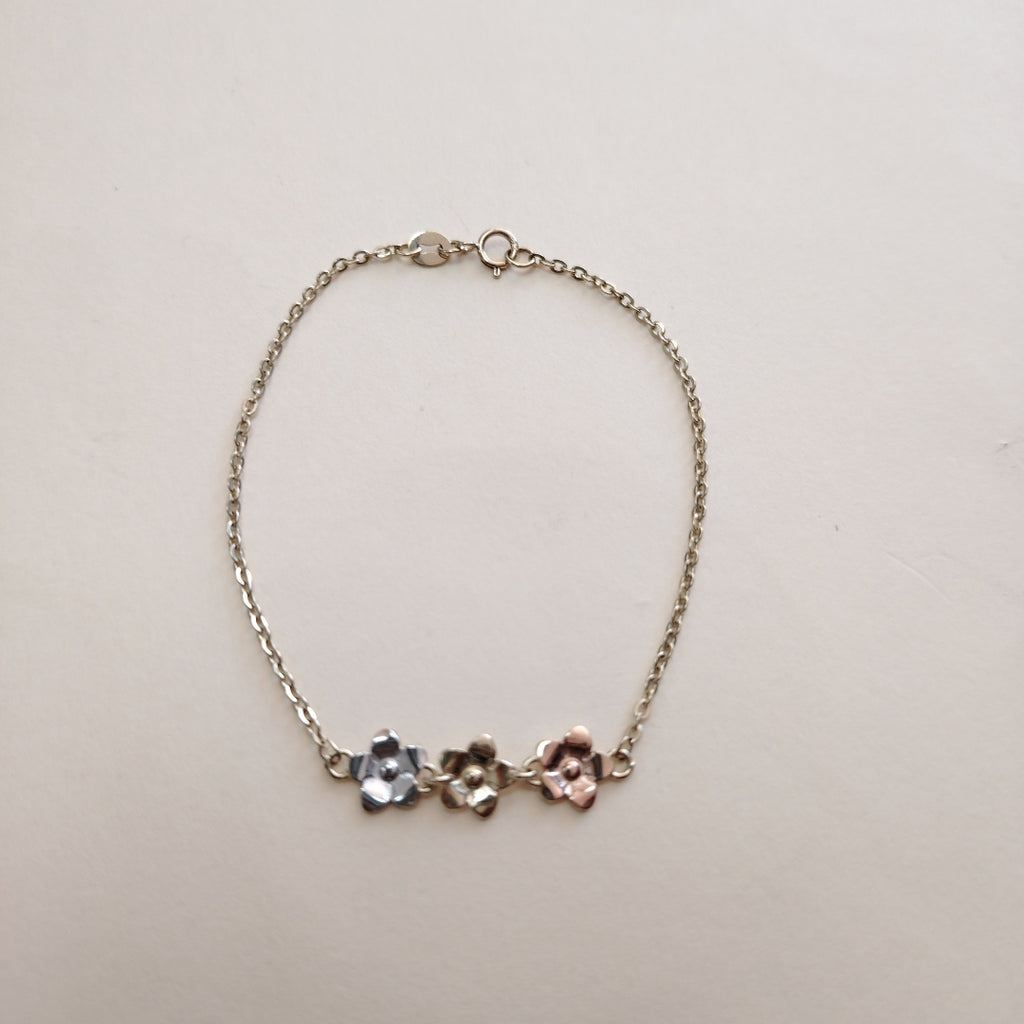 PULSERA TEJIDO ESPECIAL FIG FLORES 14K 18 CM 2 GR (NUEVO)