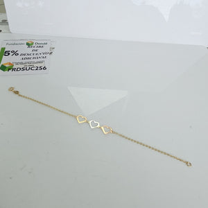 PULSERA ESPECIAL CON CORAZONES 14K 18 CM 1.4 GR (NUEVO)