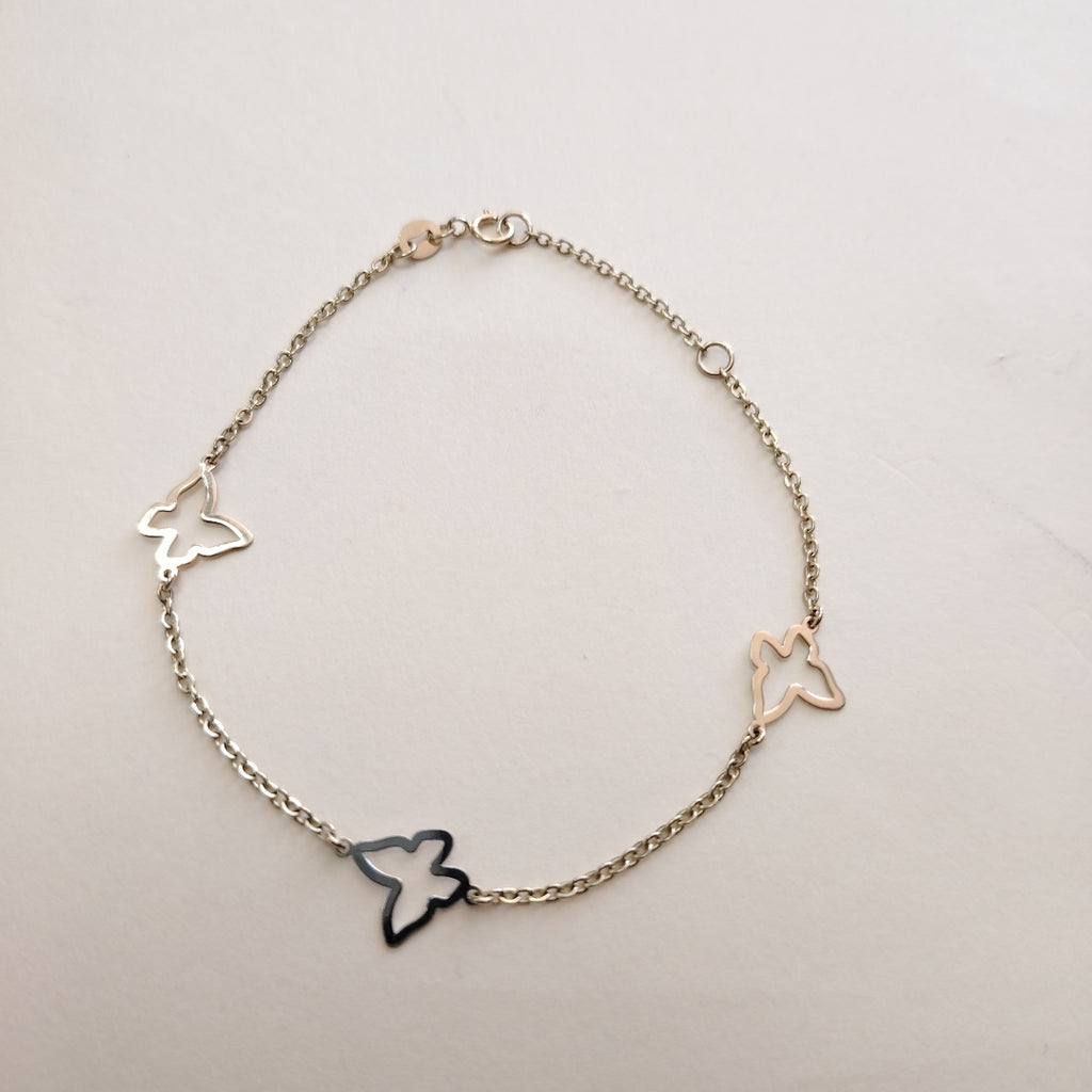 PULSERA ESPECIAL C MARIPOSAS 14K 18 CM 1.7 GR (NUEVO)