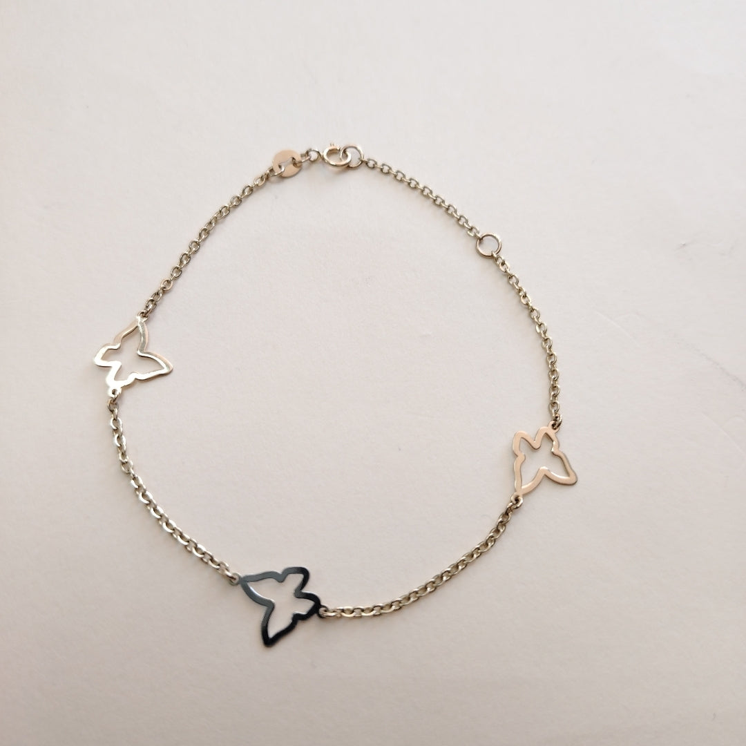 PULSERA ESPECIAL C MARIPOSAS 14K 18 CM 1.7 GR (NUEVO)