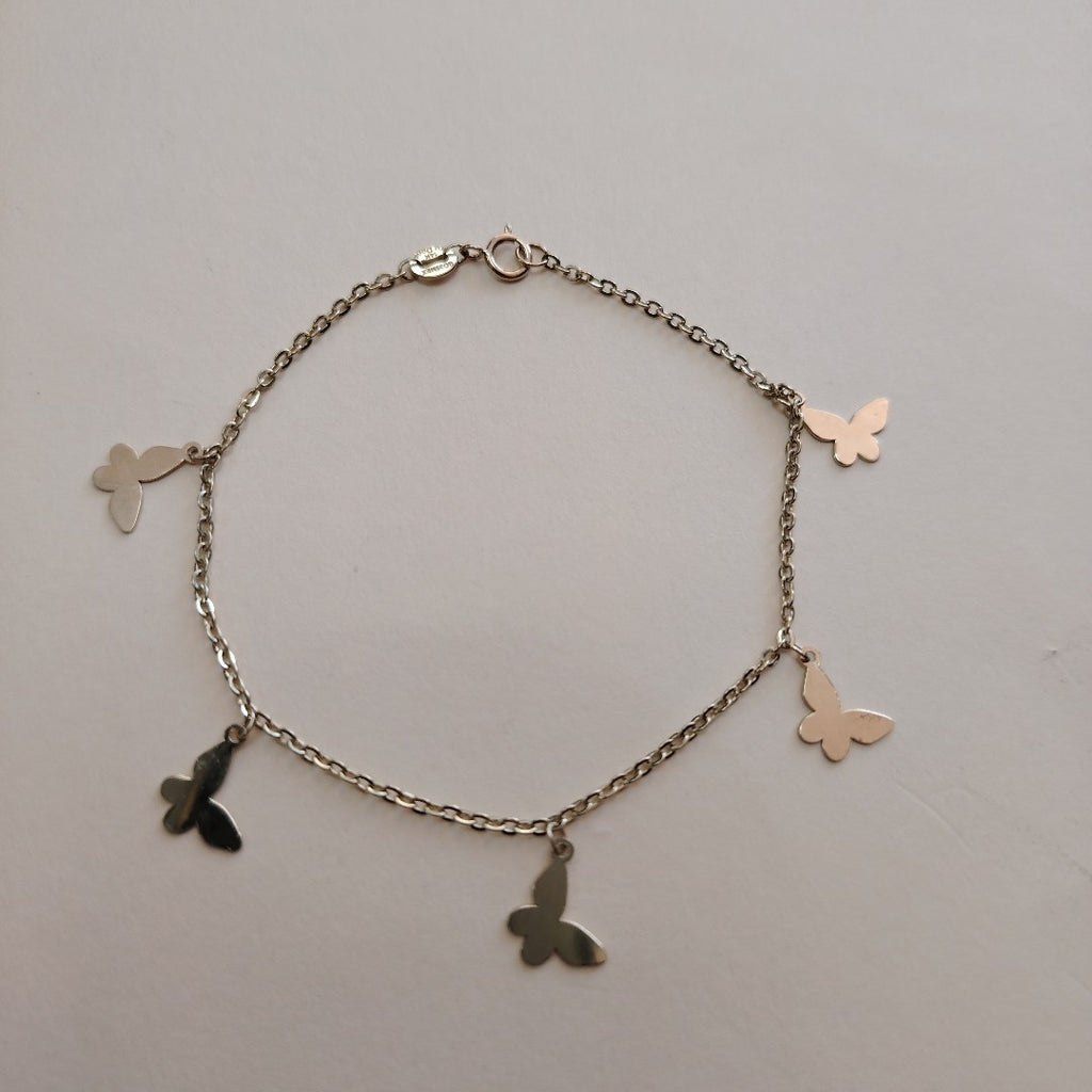 PULSERA ESPECIAL CON MARIPOSAS 14K 18 CM 2.1 GR (NUEVO)