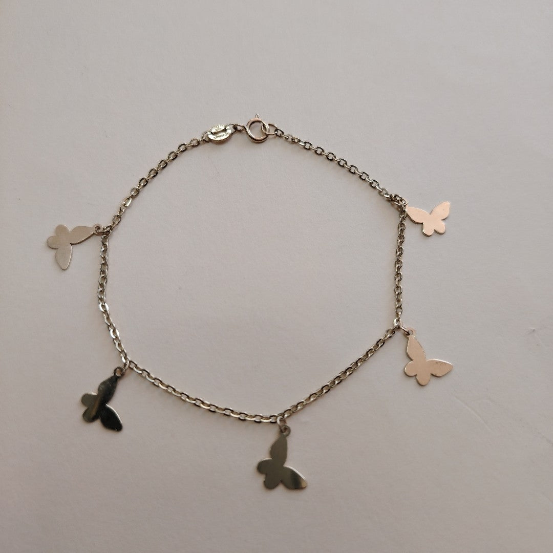 PULSERA ESPECIAL CON MARIPOSAS 14K 18 CM 2.1 GR (NUEVO)