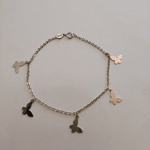 PULSERA ESPECIAL CON MARIPOSAS 14K 18 CM 2.1 GR (NUEVO)