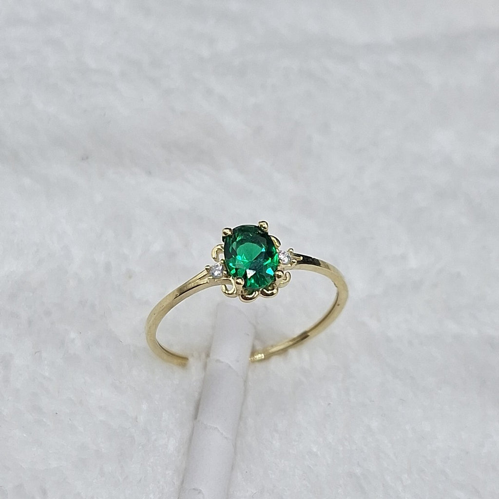 ANILLOS CON CIRCONIAS Y PIEDRA DE COLOR 14K TALLA 9 1.1 GR (NUEVO)
