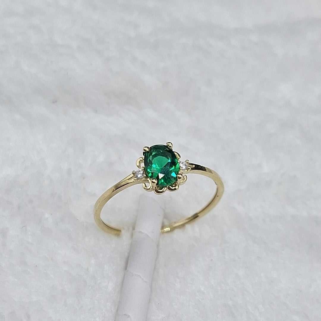 ANILLOS CON CIRCONIAS Y PIEDRA DE COLOR 14K TALLA 9 1.1 GR (NUEVO)