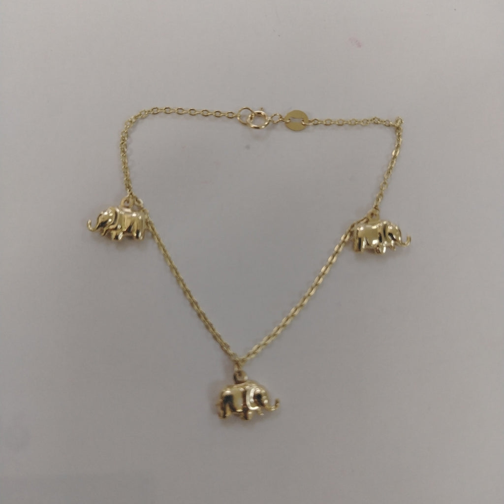 PULSERA ESPECIAL CON DIJES ELEFANTES 10K 18 CM 2.1 GR (NUEVO)