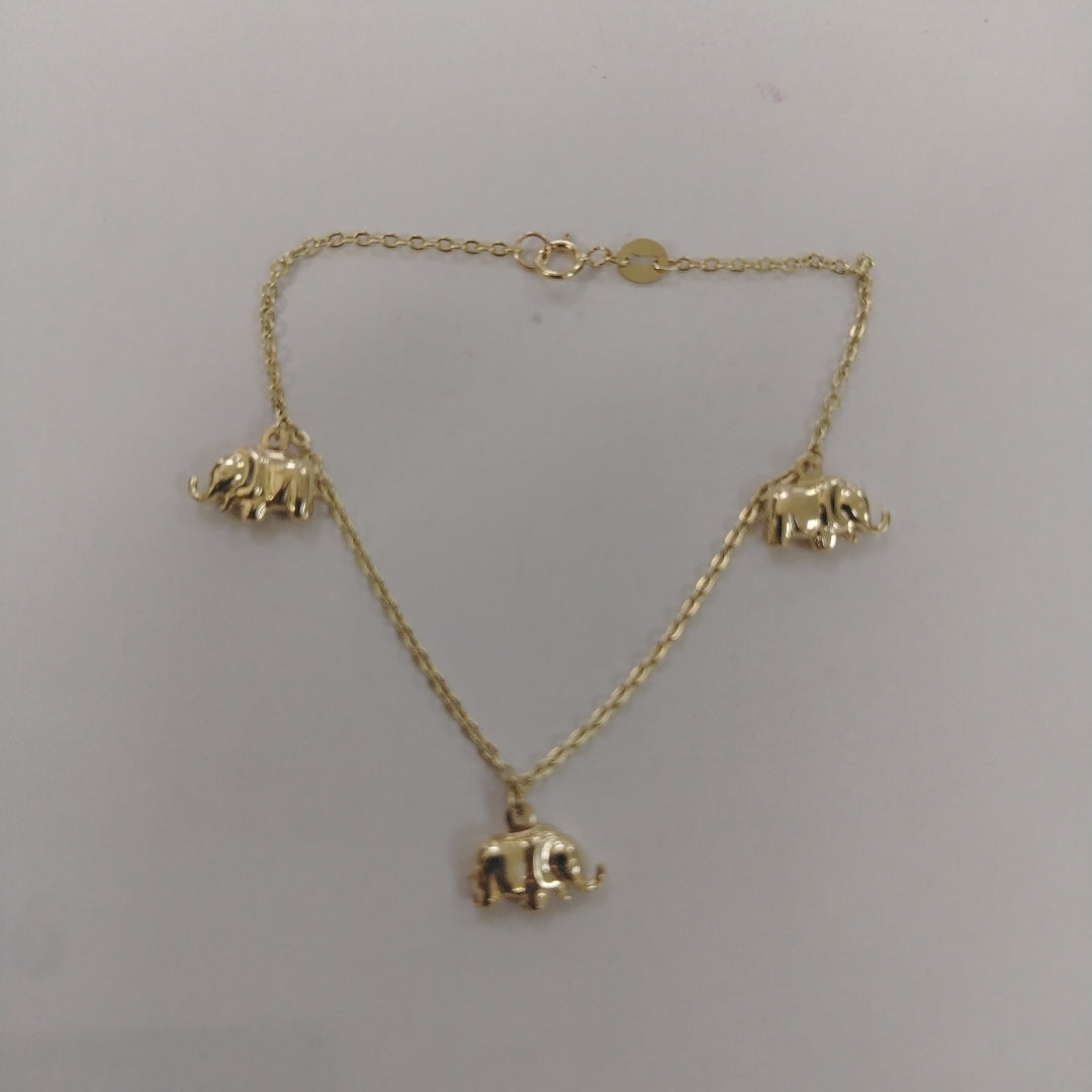 PULSERA ESPECIAL CON DIJES ELEFANTES 10K 18 CM 2.1 GR (NUEVO)