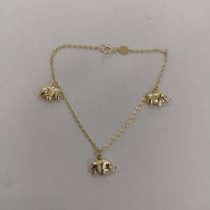 PULSERA ESPECIAL CON DIJES ELEFANTES 10K 18 CM 2.1 GR (NUEVO)