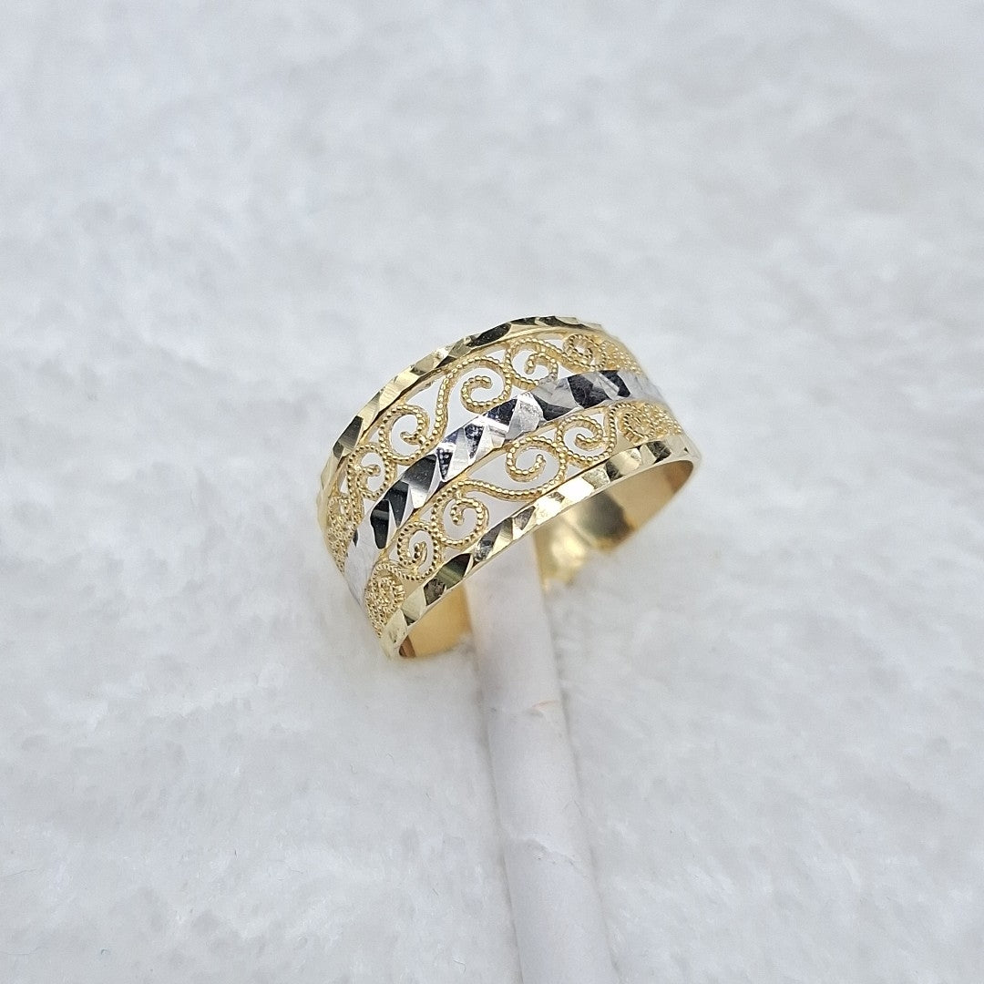 ANILLOS TIPO FILIGRANA COMBINADO 14K TALLA 8 2.7 GR (NUEVO)