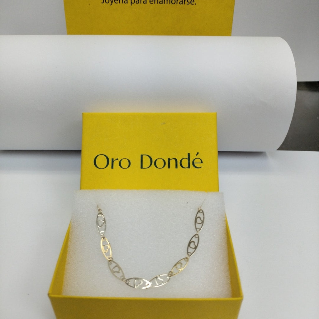 PULSERA TEJIDO ESPECIAL CON CORAZON 14K 18 CM 1.4 GR (NUEVO)