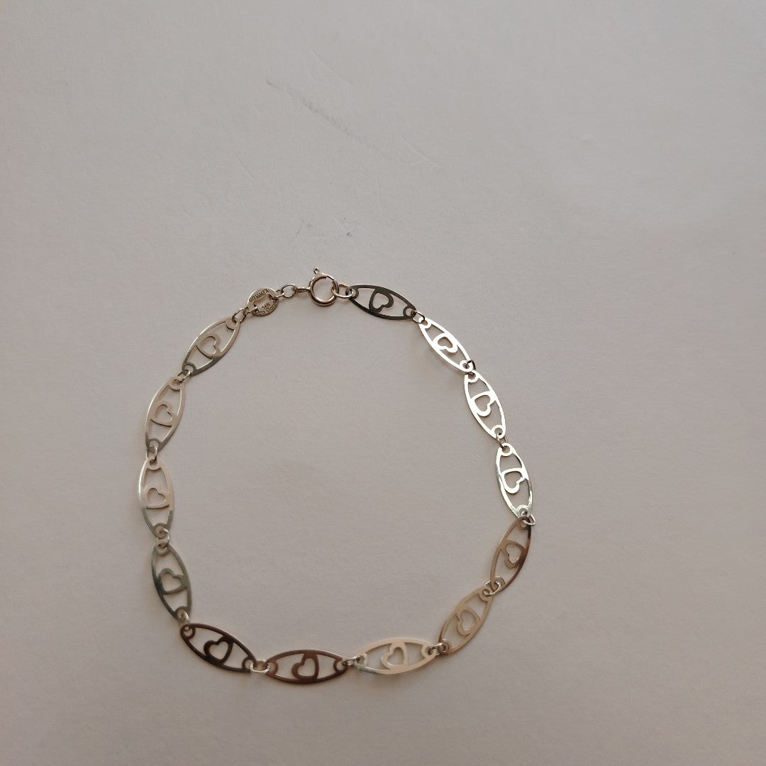 PULSERA TEJIDO ESPECIAL CON CORAZON 14K 18 CM 1.3 GR (NUEVO)