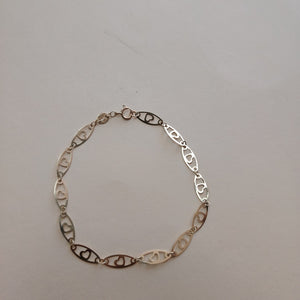 PULSERA TEJIDO ESPECIAL CON CORAZON 14K 18 CM 1.3 GR (NUEVO)