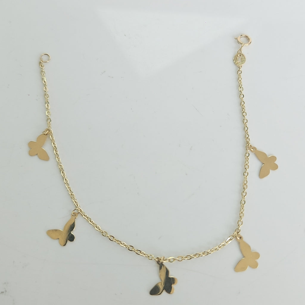 PULSERA ESPECIAL CON MARIPOSAS 14K 18 CM 2.1 GR (NUEVO)